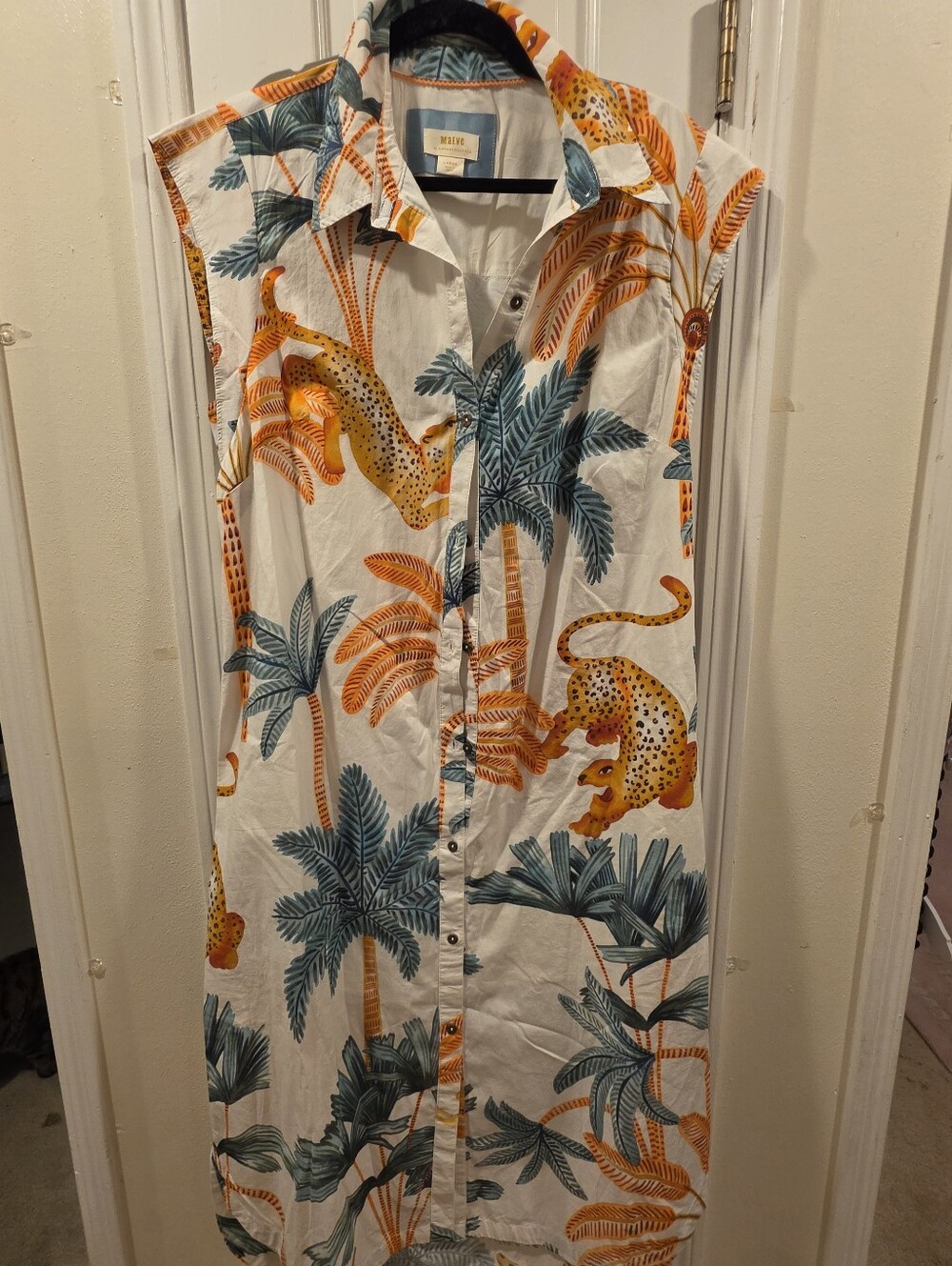 Anthropologie Lillian Cap-Sleeve Button-Front Midi Dress Maeve Size Large Nwot